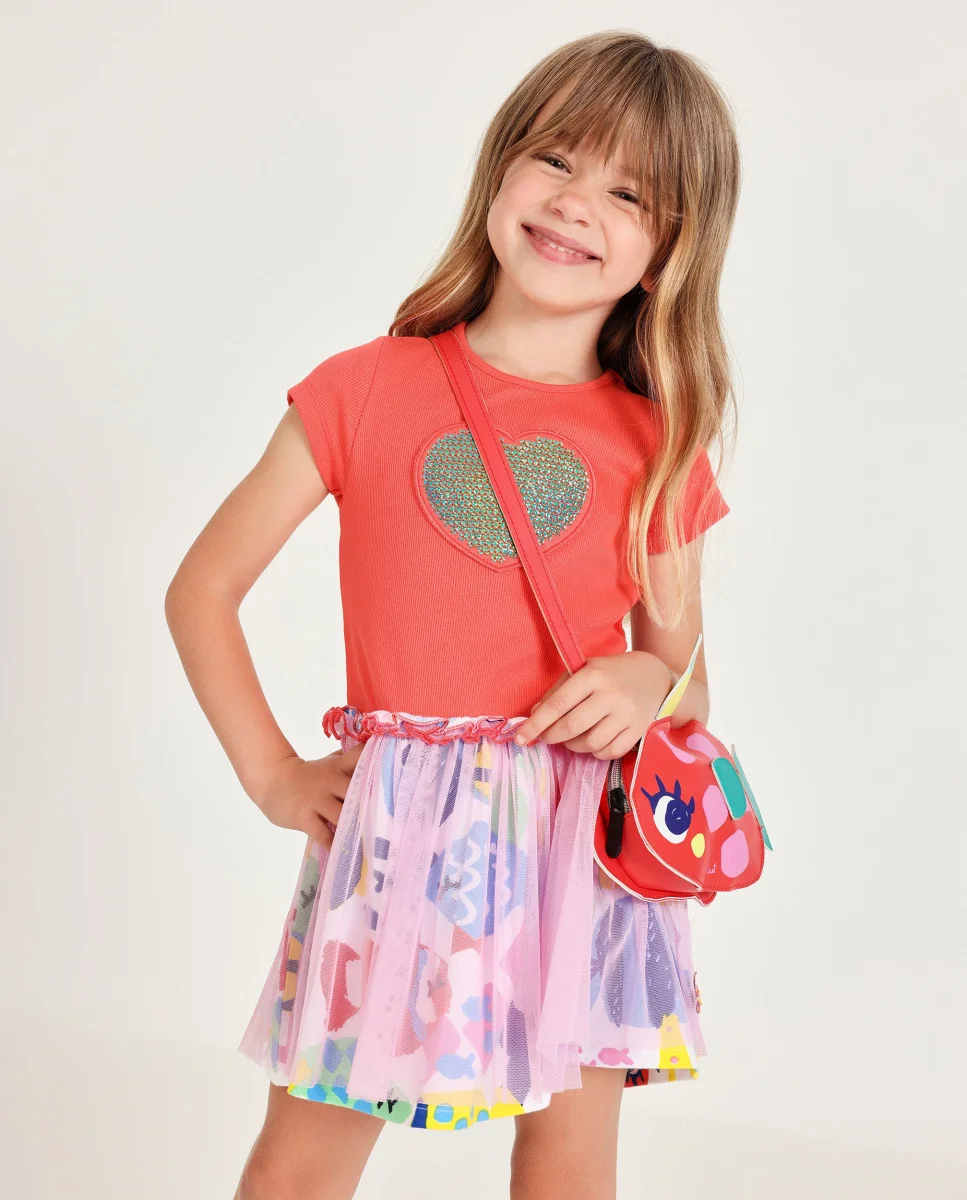 Vestido de niña de punto con corazón de lentejuelas - Imagen 2