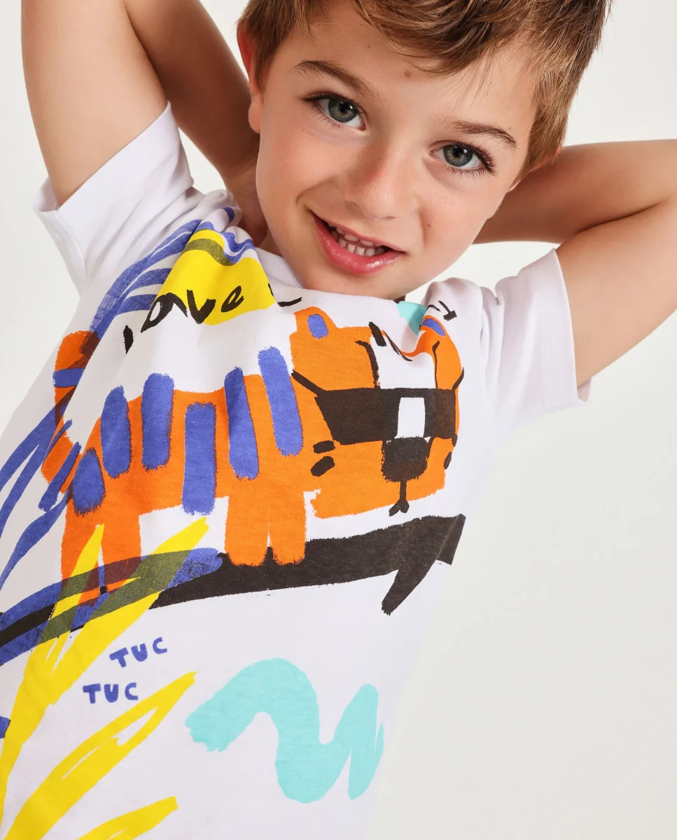 Camiseta de niño de punto con estampado grande