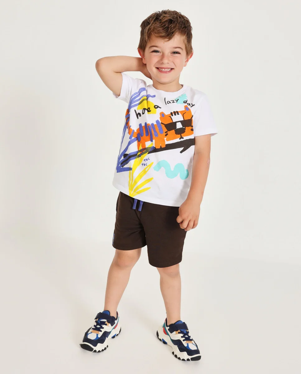 Conjunto de niño de punto y gráfico de tigre