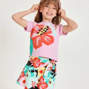 Conjunto de niña de punto y diseño floral