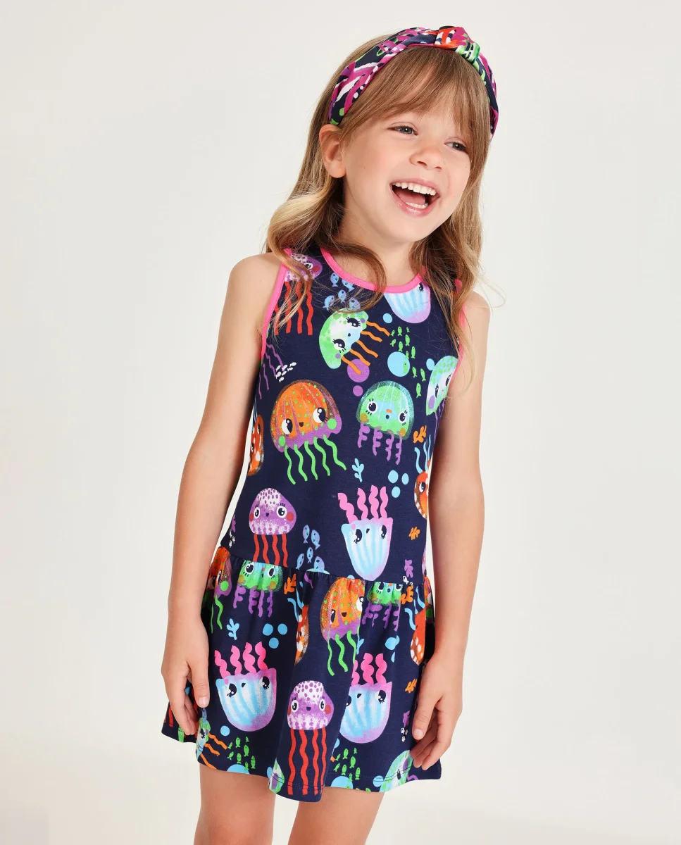 Vestido de niña de punto con ribetes en contraste - Imagen 2