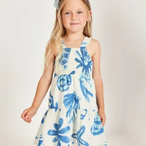 Vestido de niña de plana y cuerpo fruncido