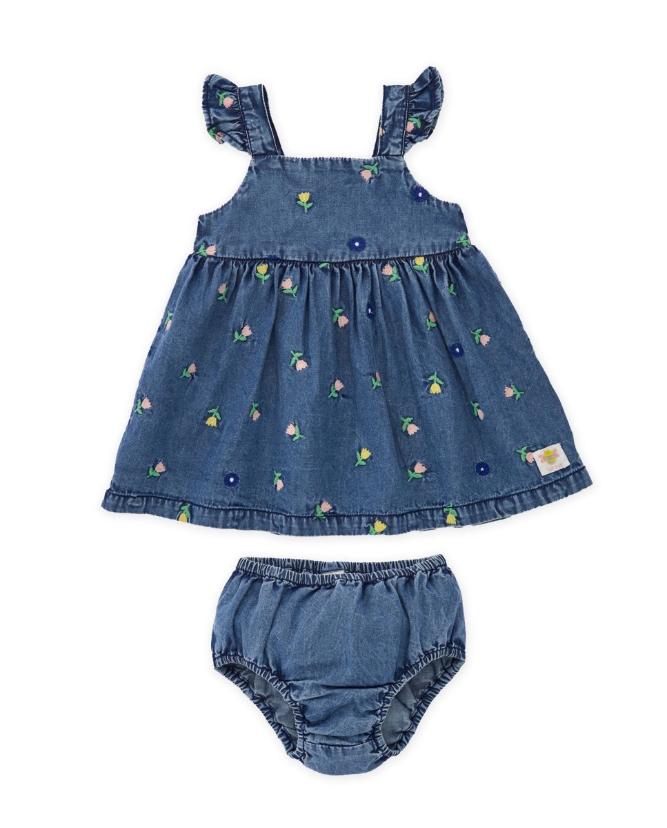 Vestido de recién nacido de plana en denim - Imagen 3