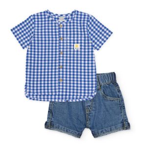 Conjunto de recién nacido de plana y estampado vichy
