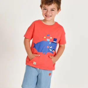 Camiseta de niño de punto con estampado de ballena