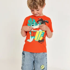 Bermuda de niño de plana en denim