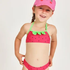 Bikini de niña de punto con hojitas en relieve