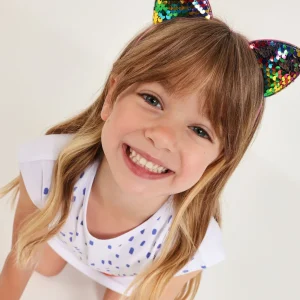 Diadema de niña de plana con orejitas de lentejuelas