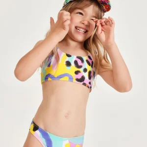 Bikini de niña de punto con diseño abstracto