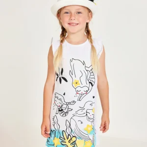 Vestido de niña de punto con estampado de sirenas