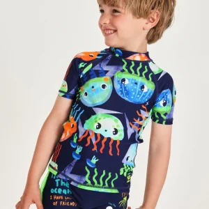 Camiseta de niño de punto con medusas multicolores