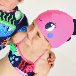 Gorro de natación de niña de punto y elástico