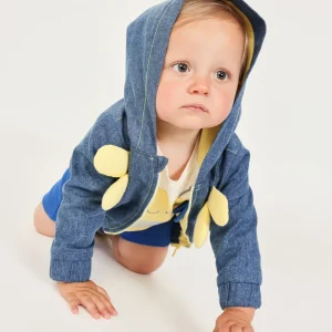 Chaqueta de recién nacido de plana en denim