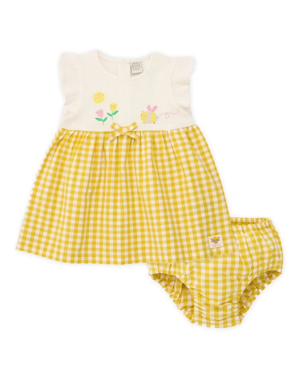 Vestido de recién nacido de plana y estampado vichy - Imagen 2