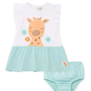 Vestido de recién nacido de punto y diseño jirafas