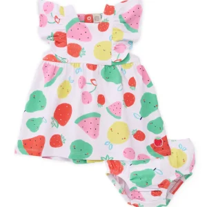 Vestido de recién nacido de punto y diseño de frutas