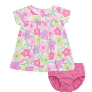 Vestido de recién nacido de punto y estampado floral