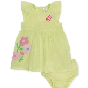 Vestido de recién nacido de plana y textura de topitos