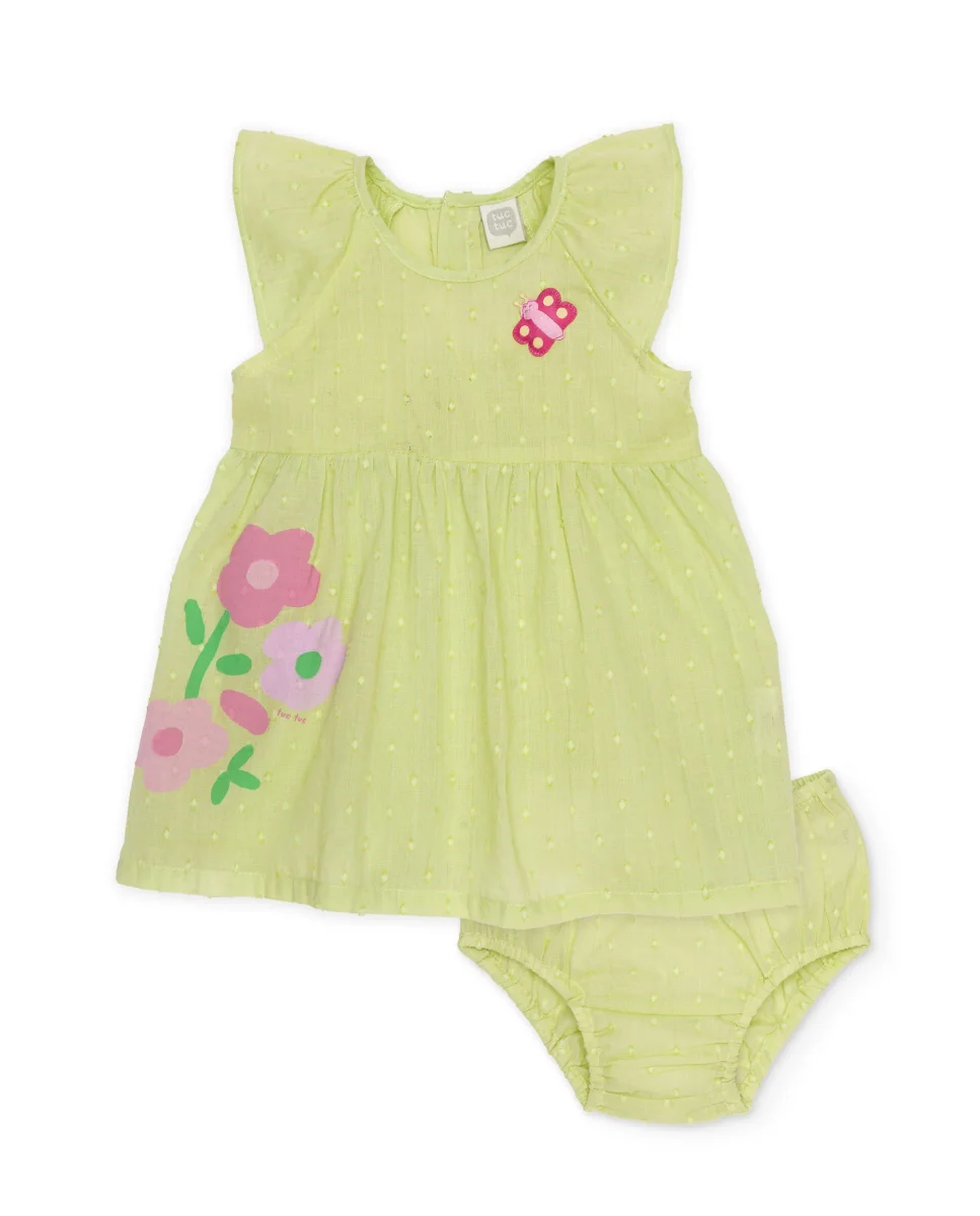 Vestido de recién nacido de plana y textura de topitos