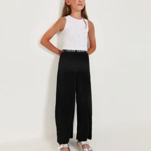 Pantalones de niña de punto con tejido canalé