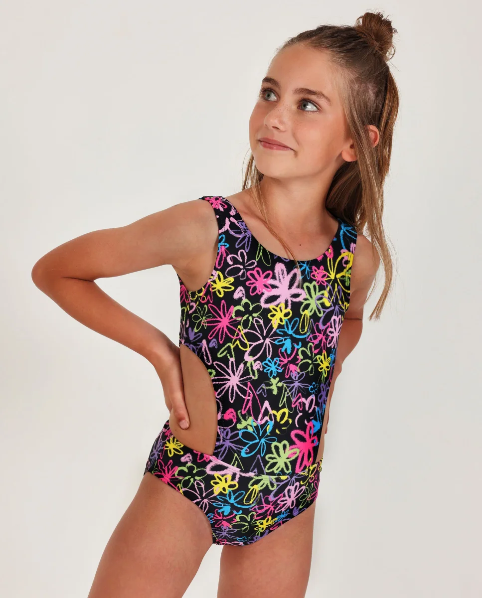 Bañador de niña de punto con aberturas laterales - Imagen 2
