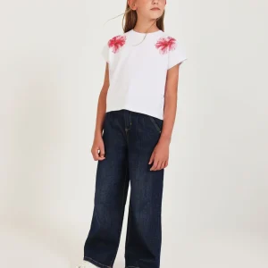 Pantalones de niña de plana y tejido denim