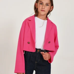 Americana de niña de punto con diseño cruzado