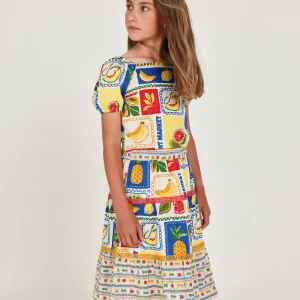 Falda de niña de punto con cintas decorativas