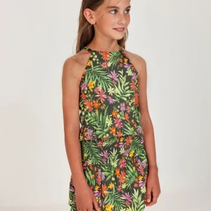 Top de niña de punto con fruncido inferior
