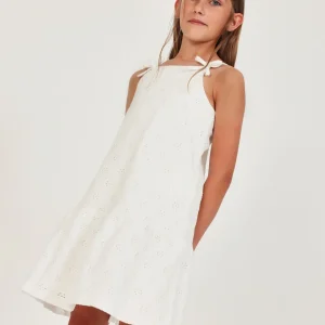 Vestido de niña de punto con motivos calados