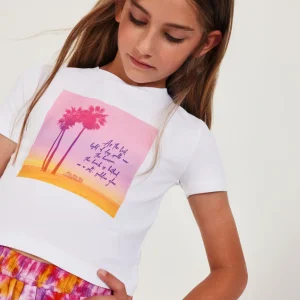 Camiseta de niña de punto con ilustración de palmera