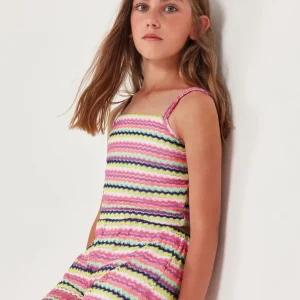 Top de niña de punto con estampado zig zag