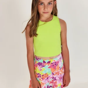 Falda de niña de punto con llamativo diseño floral