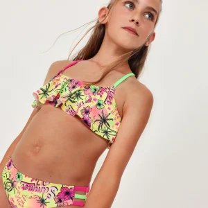 Bikini de niña de punto con volante en el top
