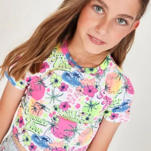 Camiseta de niña de punto con estampado veraniego