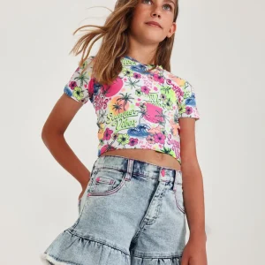 Short de niña de plana y denim suave