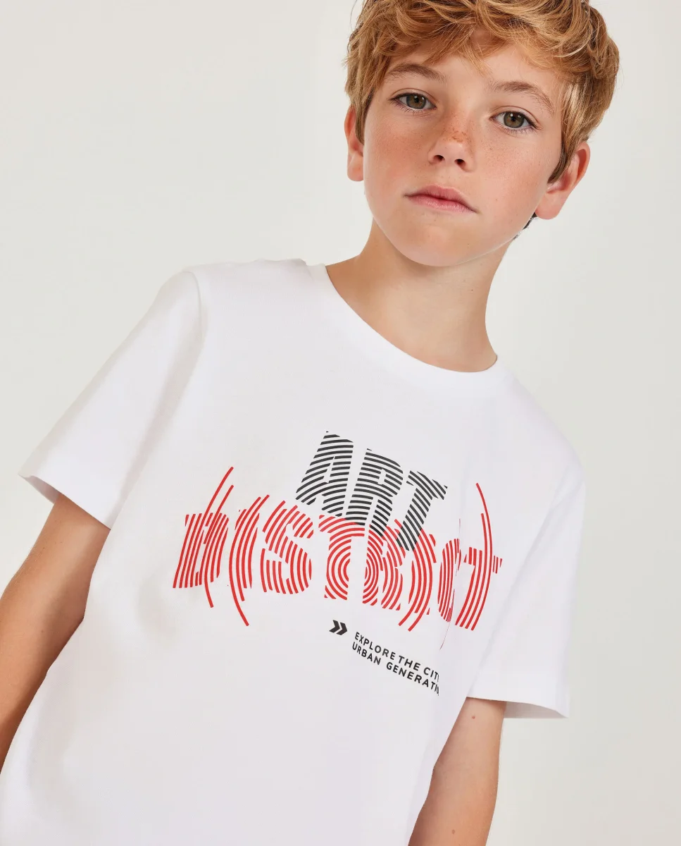 Camiseta de niño de punto con estampado frontal - Imagen 2