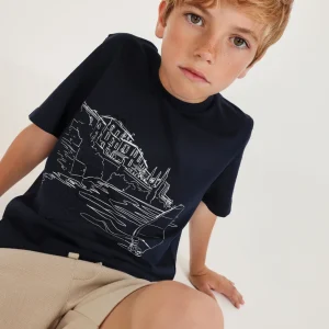 Camiseta de niño de punto con ilustración costera