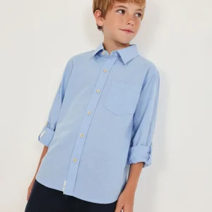 Camisa de niño de plana y mangas con trabillas