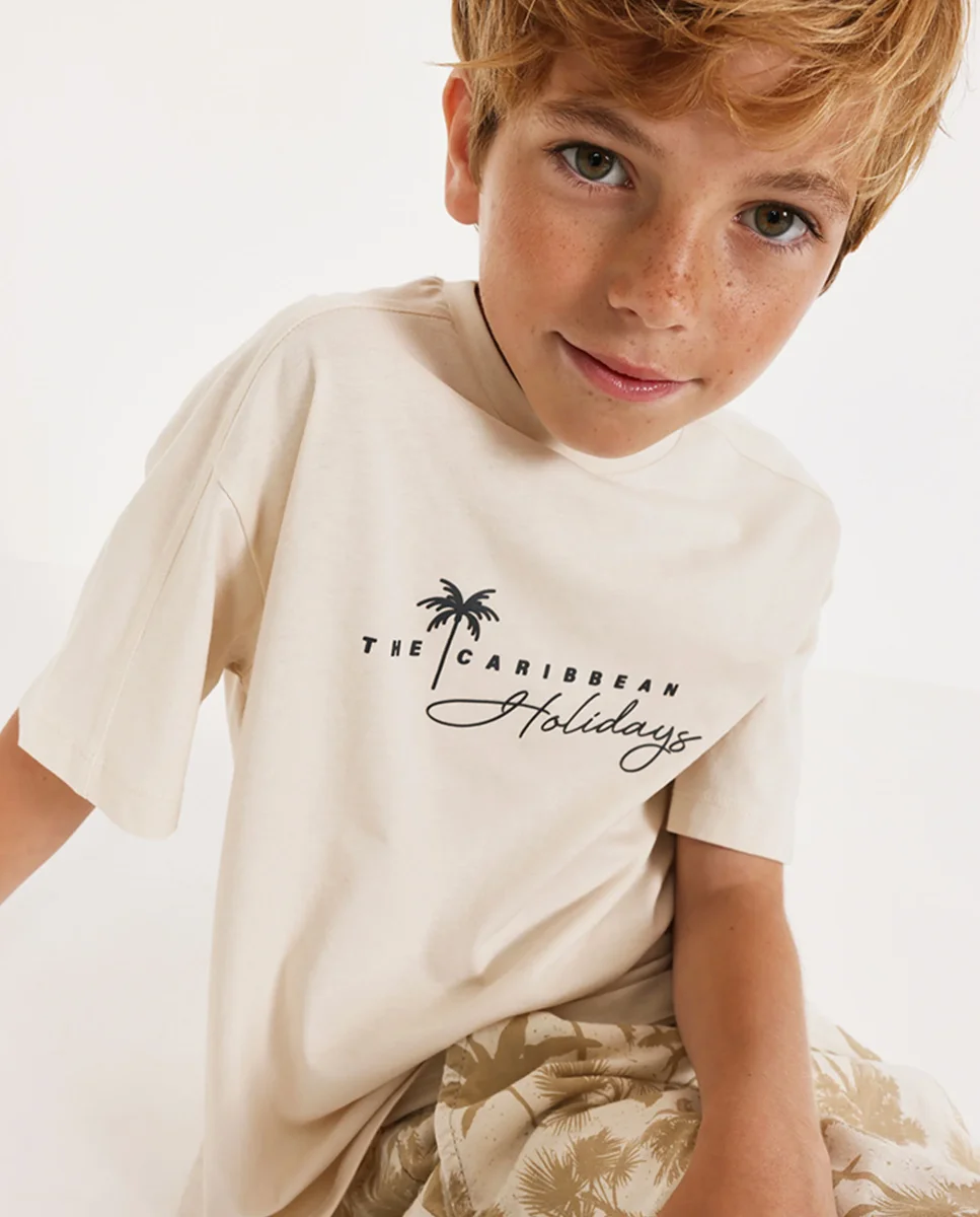 Camiseta de niño de punto con estampado caribeño