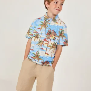 Camiseta de niño de punto con estampado tropical