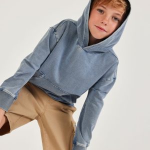 Sudadera de niño de punto y denim efecto lavado