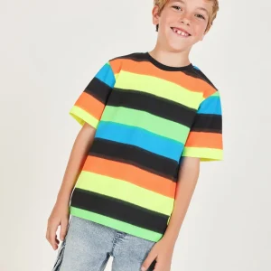 Camiseta de niño de punto con franjas horizontales