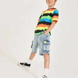 Bermuda de niño de plana y tejido denim
