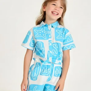 Conjunto de niña de plana con diseño tropical