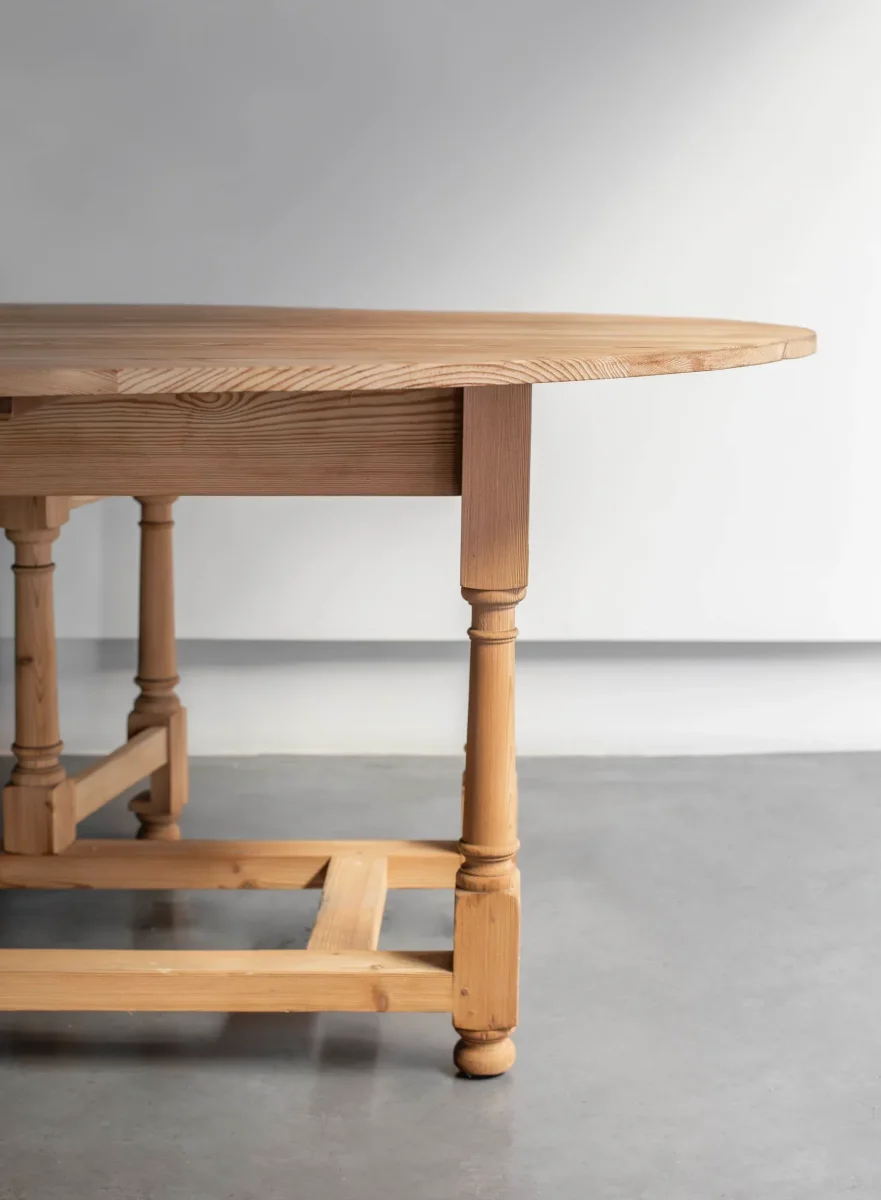 Mesa de alas plegable en pino natural Francia,S. XX - Imagen 5