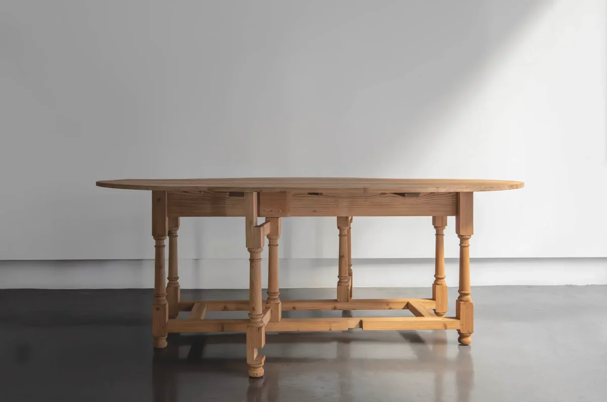 Mesa de alas plegable en pino natural Francia,S. XX - Imagen 2