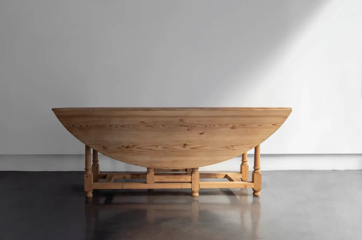 Mesa de alas plegable en pino natural Francia,S. XX - Imagen 3