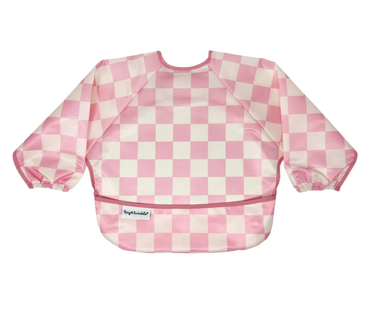 Babero con mangas Impermeable Checkers Pink