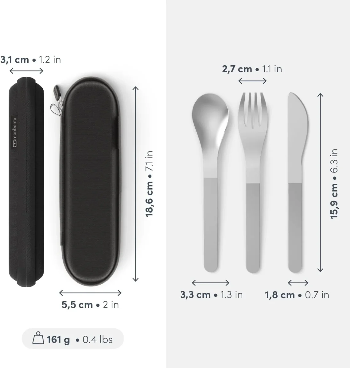 Cubiertos Acero Inox y Funda negra - Imagen 3